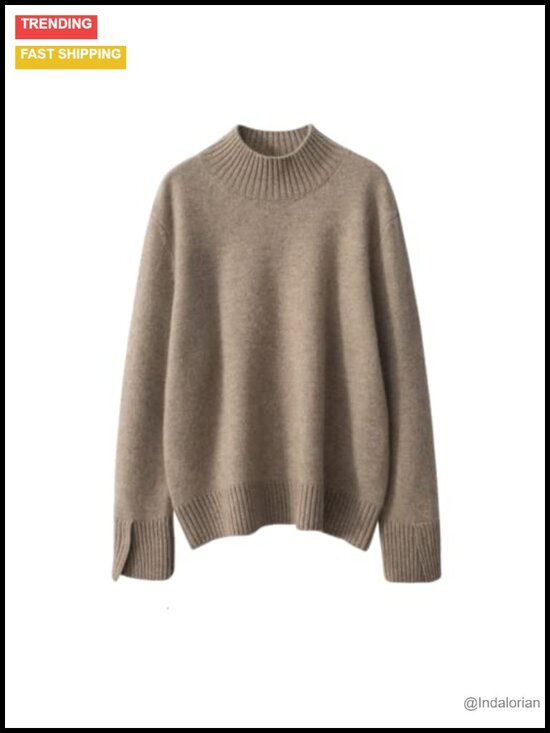 Sweaters - Cashmere Wool Blend Turtleneck Long Sleeve Pullover Sweater